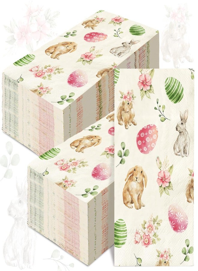 JarThenaAMCS مناديل ورقية للضيوف من JarThenaAMCS، 80 قطعة، مقاس 15.7 × 13 بوصة، بتصميمات ربيعية لأرانب وبيض وزهور، مناسبة للحمام، مناديل ملونة للاستخدام مرة واحدة، مثالية للمنزل وحفلات الأعياد. - Image 1